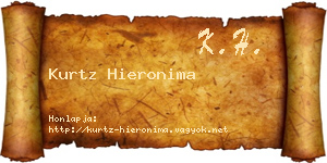 Kurtz Hieronima névjegykártya
